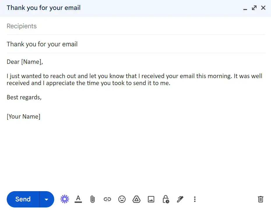 Well received email sample