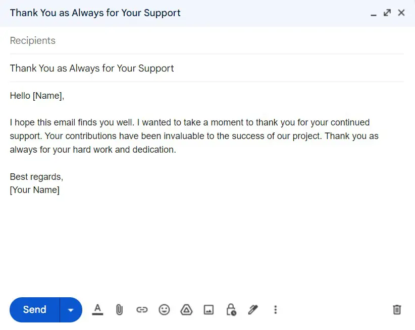 thank you as always email sample