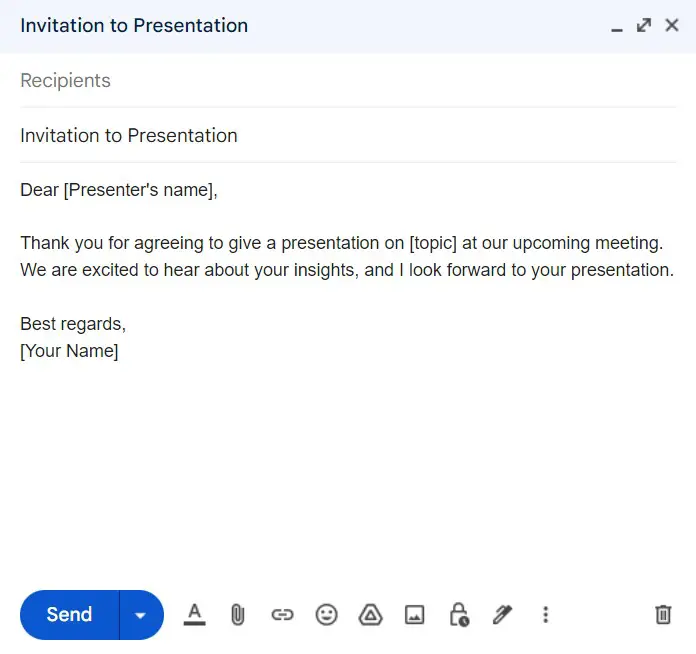 i look forward to your presentation email sample
