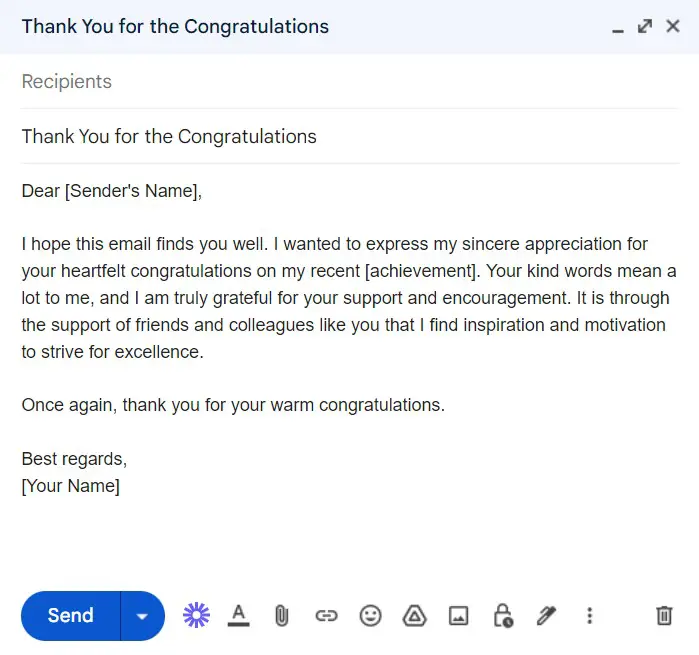 How to Respond to Congratulations email sample