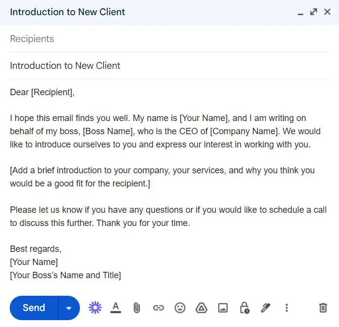 How to Send an Email on Behalf of Your Boss sample