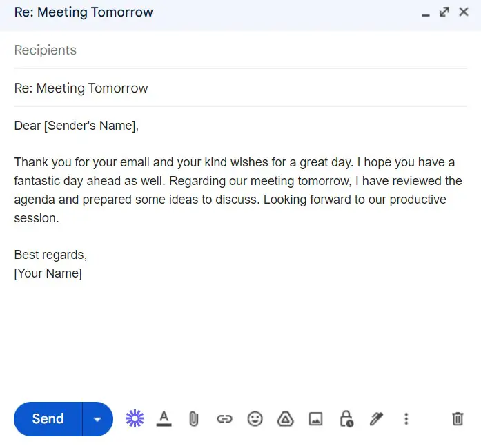 Response to “Have a Great Day” email sample